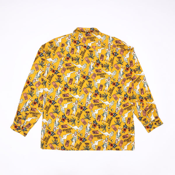 長袖アロハシャツ TIKI LOUNGE  / ALOHA SHIRT  (mustard)