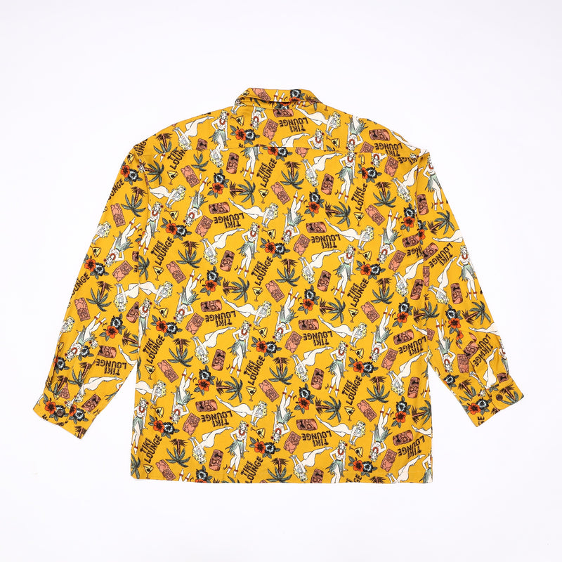TIKI LOUNGE OKINAWA/ ALOHA SHIRT (mustard) アロハ長袖 – 鶴亀本舗