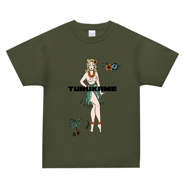 ALOHA GIRL Tシャツ　アーミーグリーン (ロゴあり)