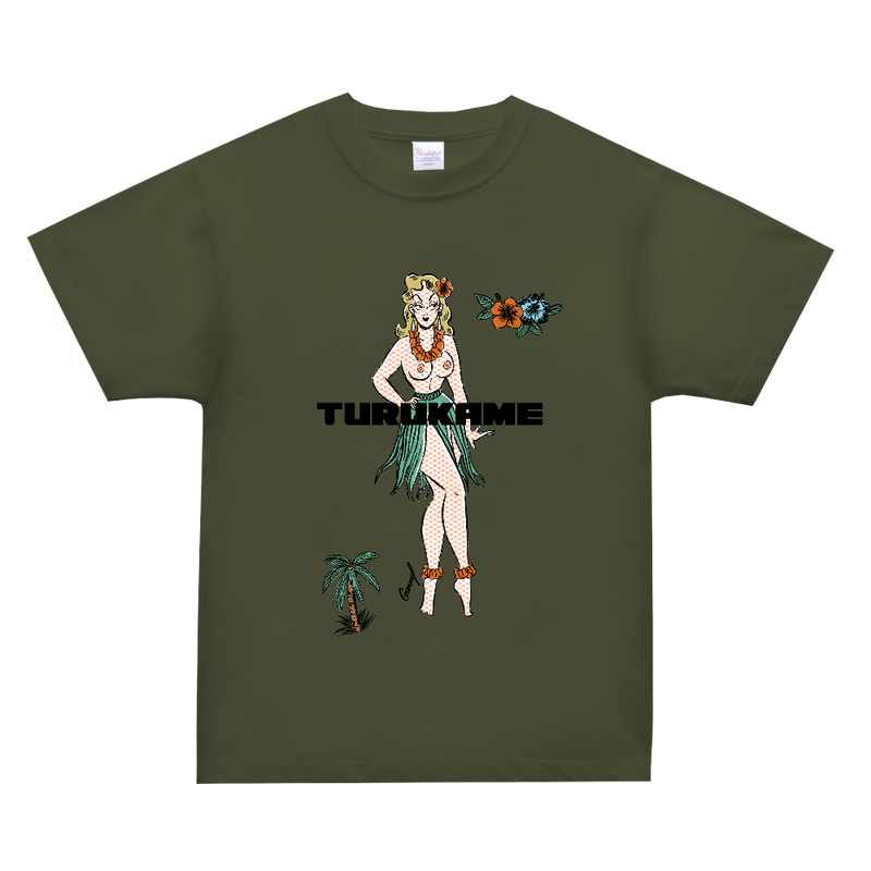 ALOHA GIRL Tシャツ　アーミーグリーン (ロゴあり)