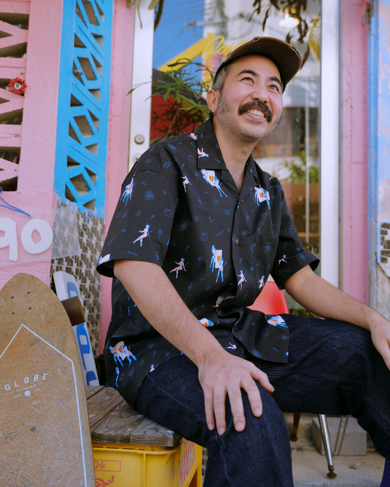 The Little Demons of Life OKINAWA/ ALOHA SHIRT (ブラック) – 鶴亀本舗