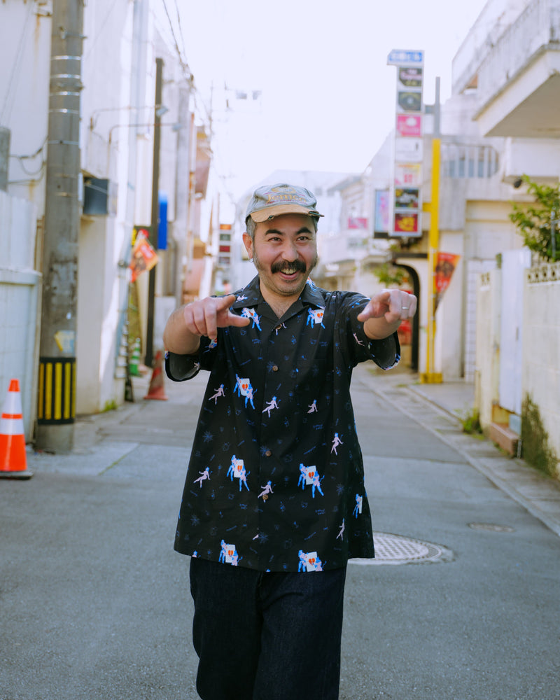The Little Demons of Life OKINAWA/ ALOHA SHIRT (ブラック) – 鶴亀本舗